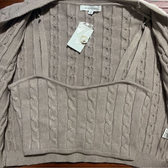 Ava + Esme 2 Piece Tank Sweater Set, Mocha - Picture 3 of 6